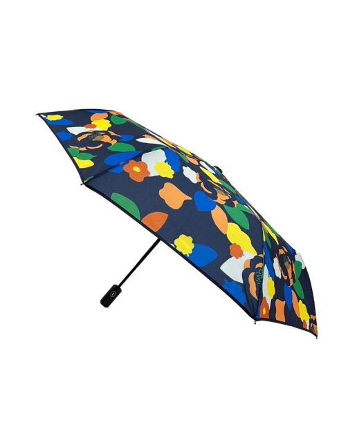 Parapluie pliant et automatique bleu marine/jaune/orange