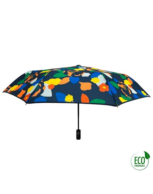 Parapluie pliant et automatique bleu marine/jaune/orange