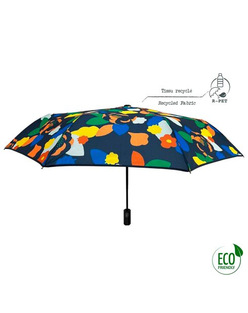 Parapluie pliant et automatique bleu marine/jaune/orange