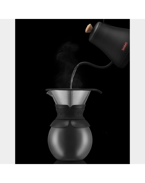 Cafetière, 8 tasses filtre permanent  noire - 1 L