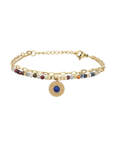 Bracelet en plaqué Or jaune & Multi Pierres multicolore