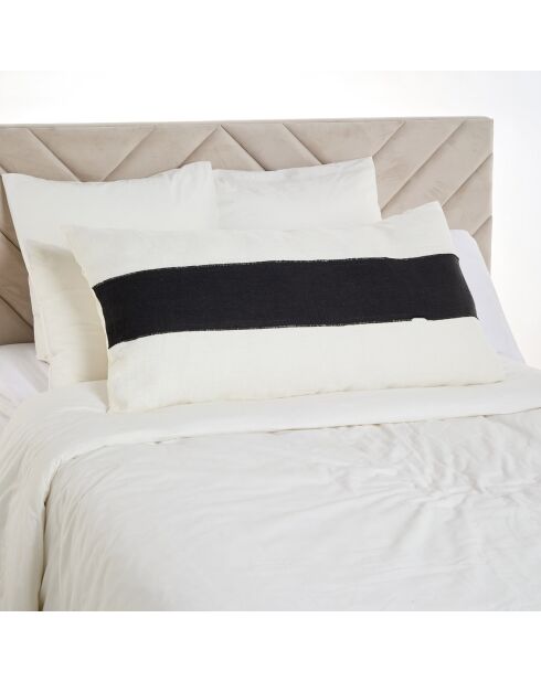 Housse de coussin 100% Lin Goa blanc/noir - 55x110 cm