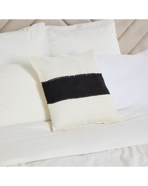 Housse de coussin 100% Lin Goa blanc/noir - 45x45 cm