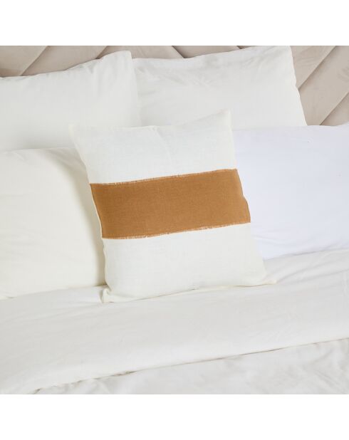 Housse de coussin 100% Lin Goa blanc/tabac - 45x45 cm