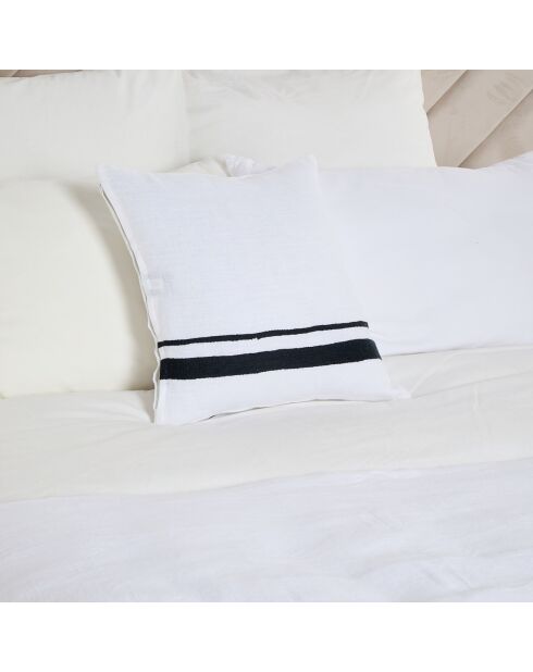 Housse de coussin 100% Lin Malaga blanc/noir - 45x45 cm