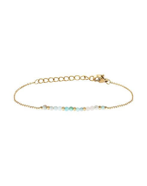 Bracelet en plaqué Or Jaune & Amazonite vert