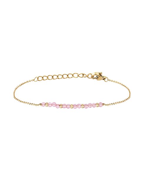 Geelvergulde en roze rhodoliet armband