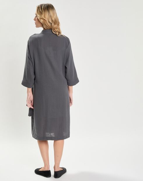 Kimono 100% Gaze de Coton Dili navy gris