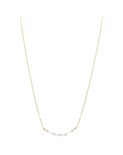 Collier en plaqué Or Jaune & Pierre de lune blanc