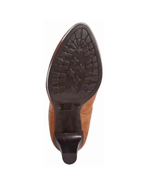 Bottines en Velours de cuir Alix marron - Talon 6 cm