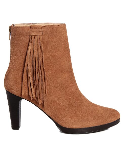 Bottines en Velours de cuir Alix marron - Talon 6 cm