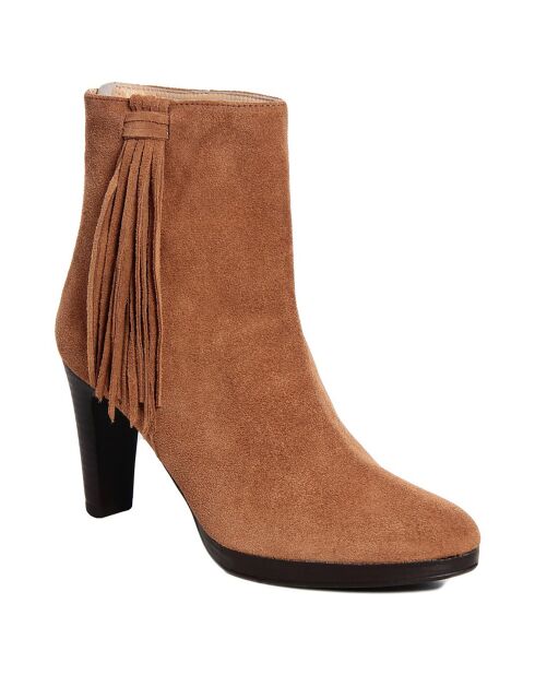 Bottines en Velours de cuir Alix marron - Talon 6 cm