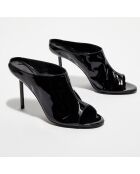 Mules en Cuir verni Marlene noires - Talon 10,5 cm