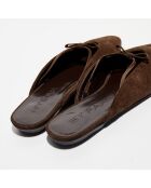 Mules en Velours de Cuir Finn marron