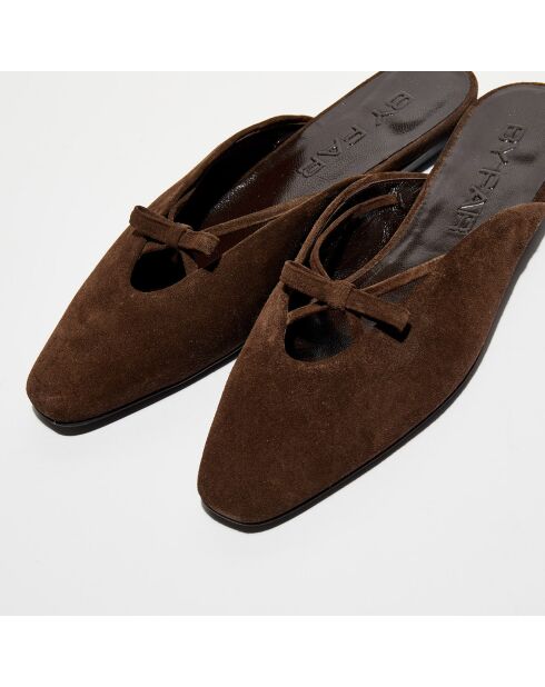 Mules en Velours de Cuir Finn marron