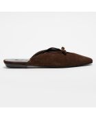 Mules en Velours de Cuir Finn marron