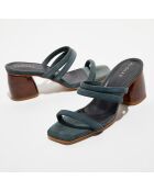 Mules en Velours de Cuir Indiana grises - Talon 7,5 cm