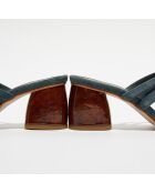 Mules en Velours de Cuir Indiana grises - Talon 7,5 cm