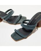 Mules en Velours de Cuir Indiana grises - Talon 7,5 cm