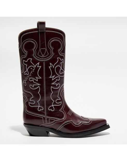 Bottes en Cuir Western bordeaux