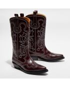 Bottes en Cuir Western bordeaux