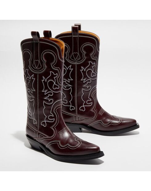 Bottes en Cuir Western bordeaux
