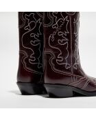 Bottes en Cuir Western bordeaux