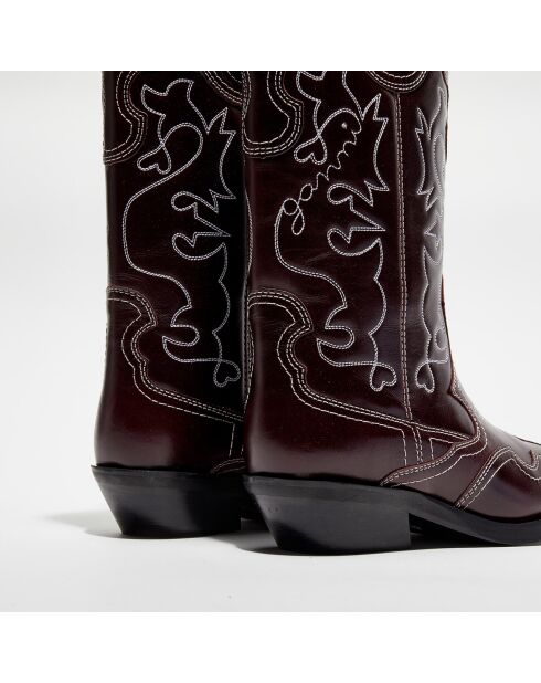 Bottes en Cuir Western bordeaux