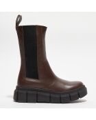 Chelsea boots en Cuir Armor marron - Talon 5 cm