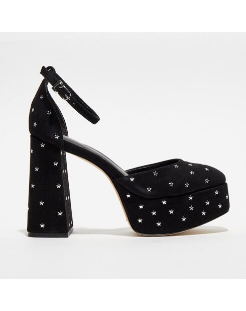 Sandales en Velours de Cuir Ari noirs - Talon 11 cm