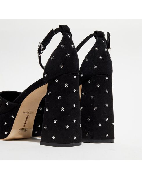 Sandales en Velours de Cuir Ari noirs - Talon 11 cm