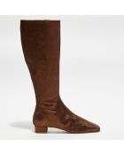 Bottes en Velours pailleté Cuir Edie marron