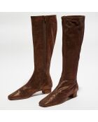 Bottes en Velours pailleté Cuir Edie marron