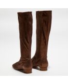 Bottes en Velours pailleté Cuir Edie marron