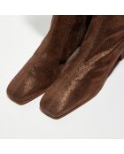 Bottes en Velours pailleté Cuir Edie marron