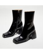 Bottines en Cuir Ella noires - Talon 8,5 cm