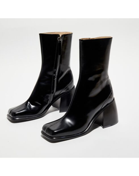 Bottines en Cuir Ella noires - Talon 8,5 cm