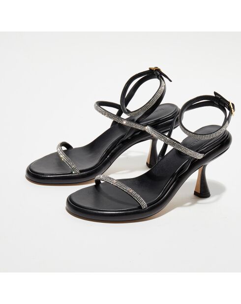 Sandales en Cuir June noires - Talon 9 cm