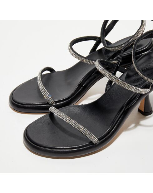 Sandales en Cuir June noires - Talon 9 cm