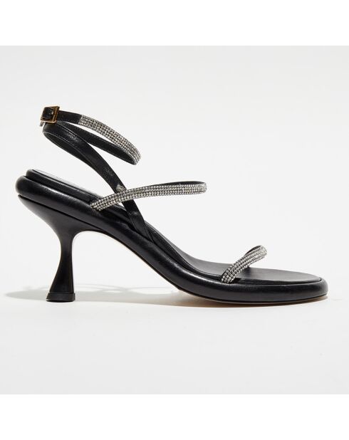 Sandales en Cuir June noires - Talon 9 cm