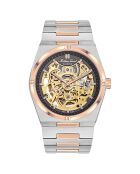 Montre Homme Automatique en Acier Zeus Skeleton argenté/rose doré
