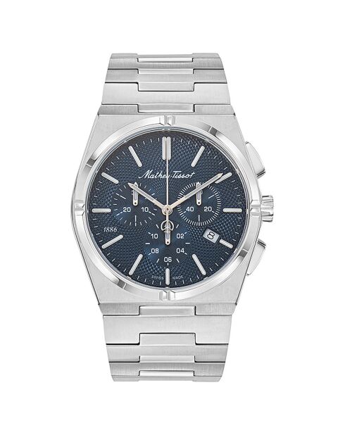 Montre Homme Quartz en Acier Zeus Chrono argentée