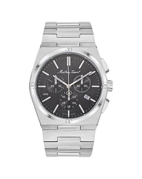 Montre Homme Quartz en Acier Zeus Chrono argentée