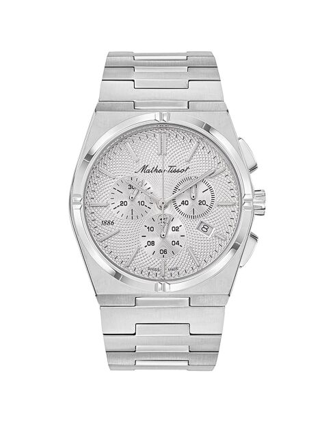Montre Homme Quartz en Acier Zeus Chrono argentée
