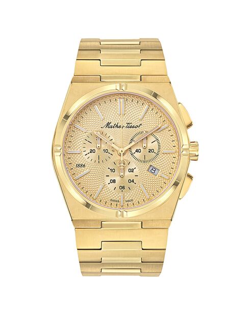 Montre Homme Quartz en Acier Zeus Chrono dorée