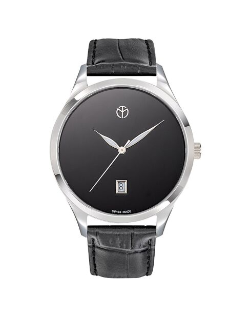 Urban Black Quarzuhr aus gemischtem Leder