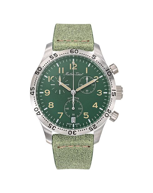 Montre Homme Quartz en Cuir Type 21 Flyback verte