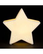 Lampe Led en Porcelaine Etoile blanche   16x5.5xH.15.5cm