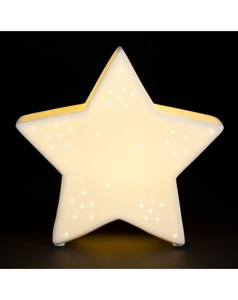 Lampe Led en Porcelaine Etoile blanche   16x5.5xH.15.5cm