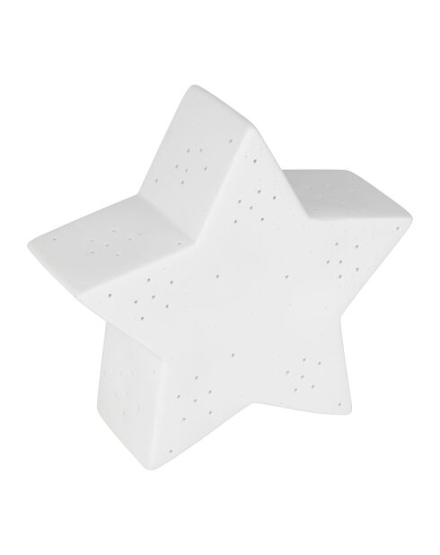 Lampe Led en Porcelaine Etoile blanche   16x5.5xH.15.5cm